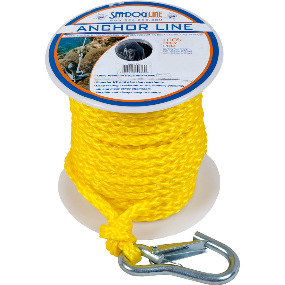 Sea-Dog Poly Pro Anchor Line w/Snap - 3/8" x 100 - Yellow OutdoorUp