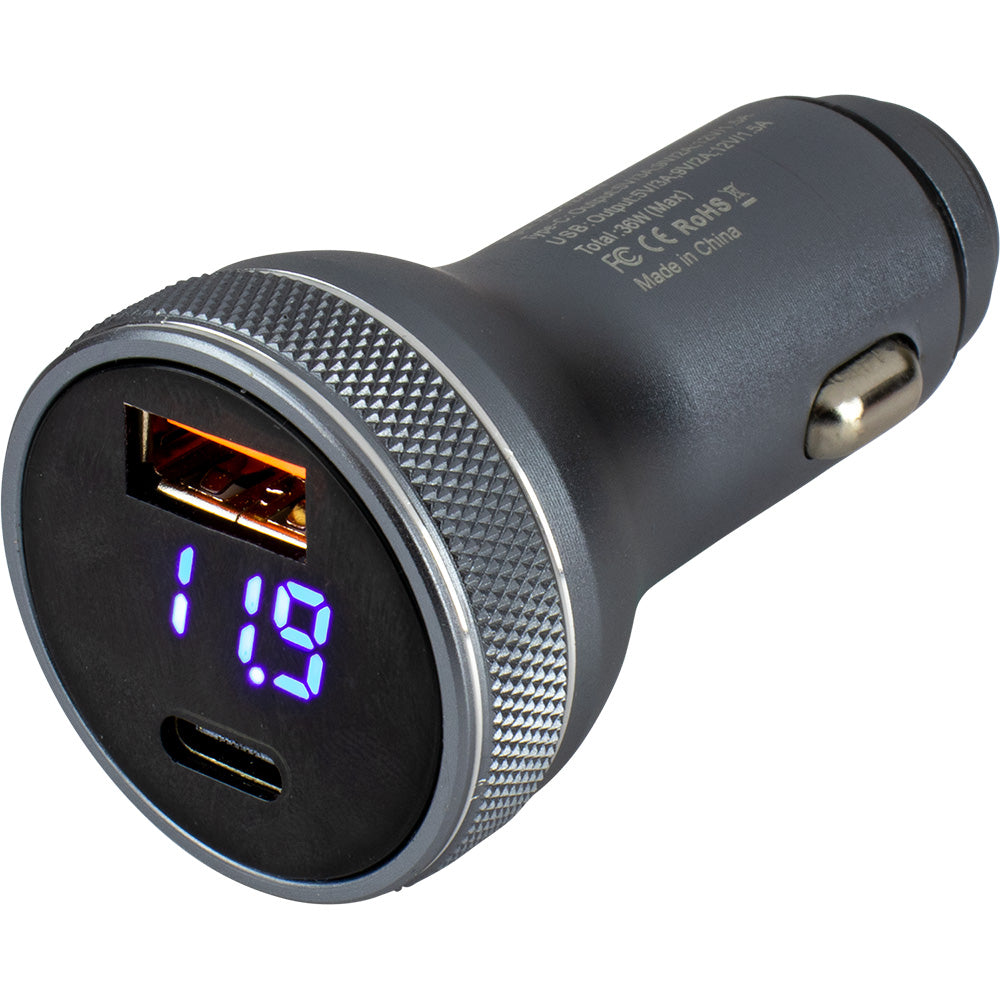 Sea-Dog Round USB  USB-C Power Plug w/Voltmeter OutdoorUp