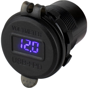 Sea-Dog Round USB  USB-C Power Socket w/Hidden Voltmeter OutdoorUp