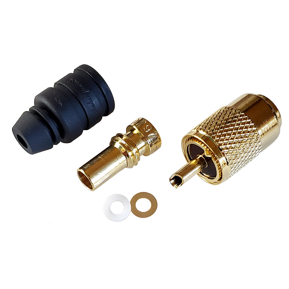 Shakespeare PL-259-58-G Gold Solder-Type Connector w/UG175 Adapter & DooDad Cable Strain Relief f/RG-58x OutdoorUp