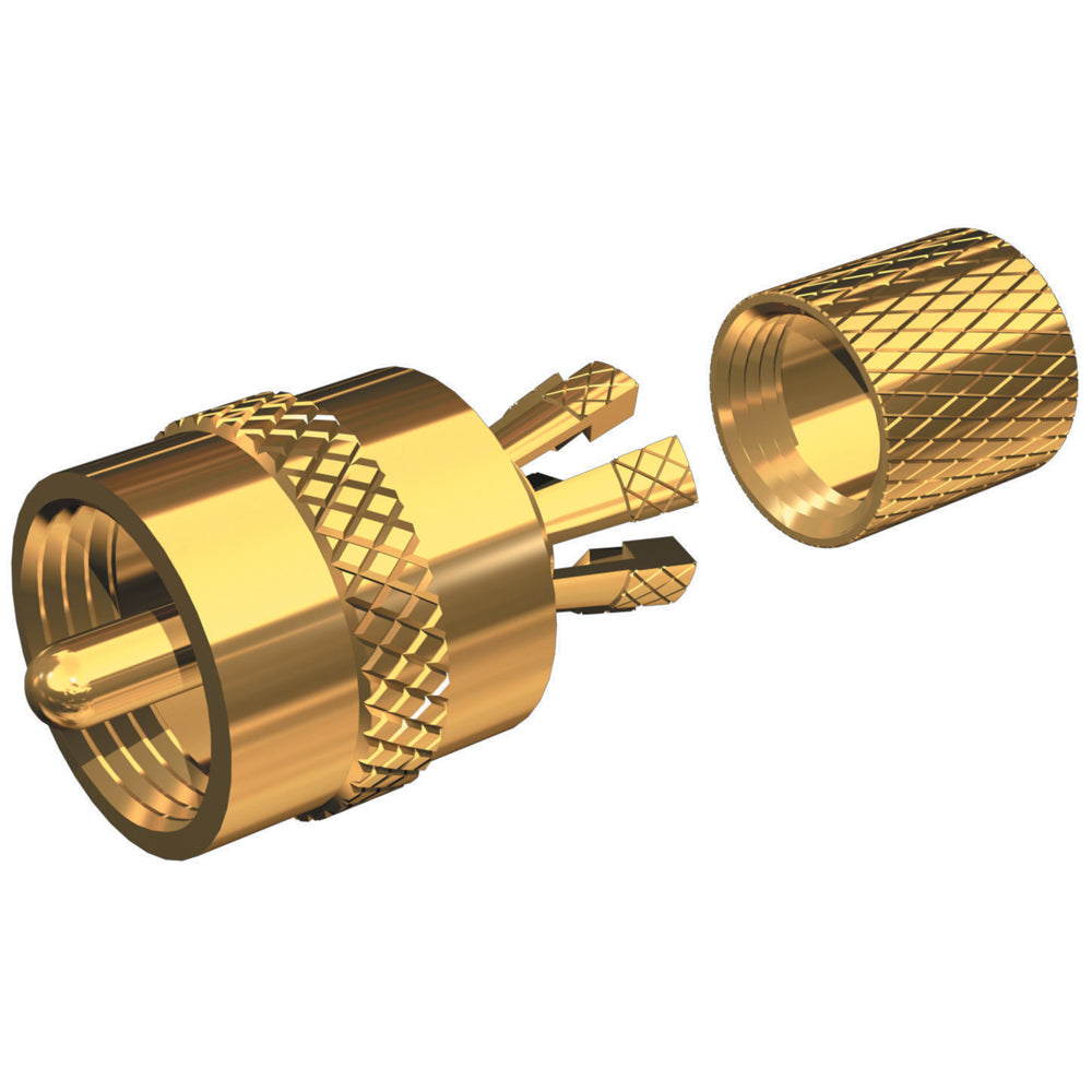 Shakespeare PL-259-CP-G - Solderless PL-259 Connector for RG-8X or RG-58/AU Coax - Gold Plated OutdoorUp