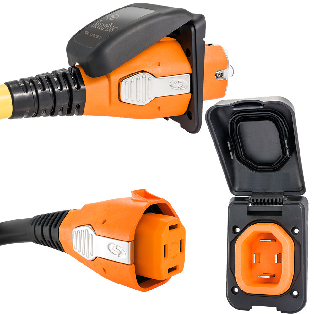 SmartPlug 50 AMP Inlet  Female Cord Connector Combo - Black OutdoorUp