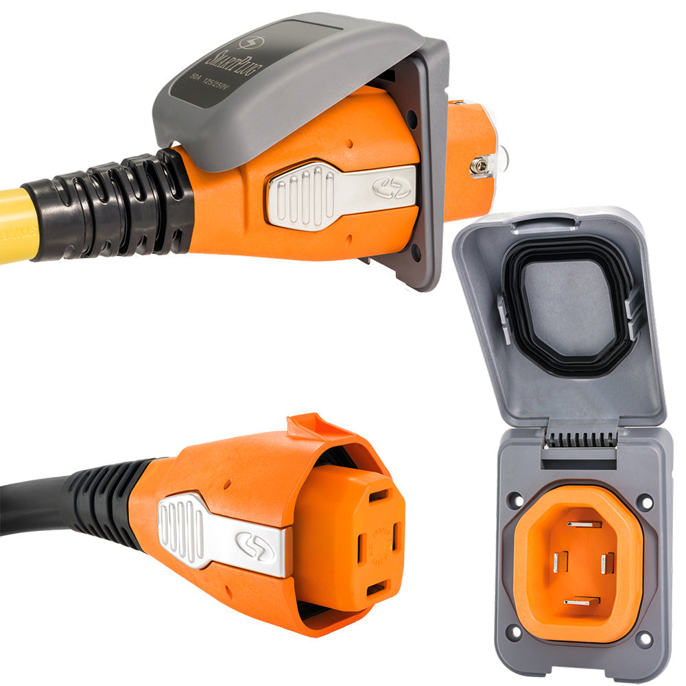 SmartPlug 50 AMP Inlet  Female Cord Connector Combo - Grey OutdoorUp
