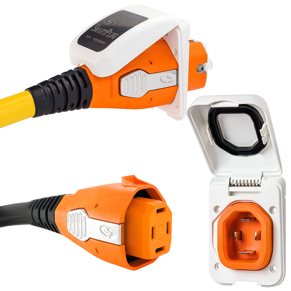 SmartPlug 50 AMP Inlet  Female Cord Connector Combo - White OutdoorUp