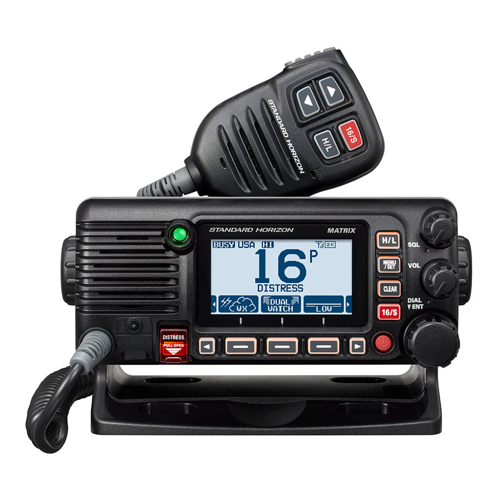 Standard Horizon GX2400B Matrix Black VHF w/AIS, Integrated GPS, NMEA 2000 30W Hailer,  Speaker Mic OutdoorUp