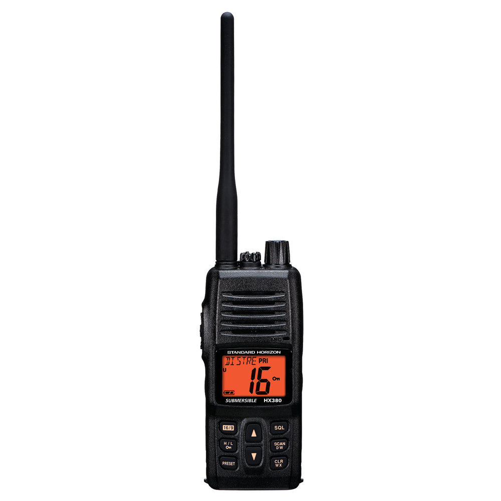 Standard Horizon HX380 5W Commercial Grade Submersible IPX-7 Handheld VHF Radio w/LMR Channels OutdoorUp