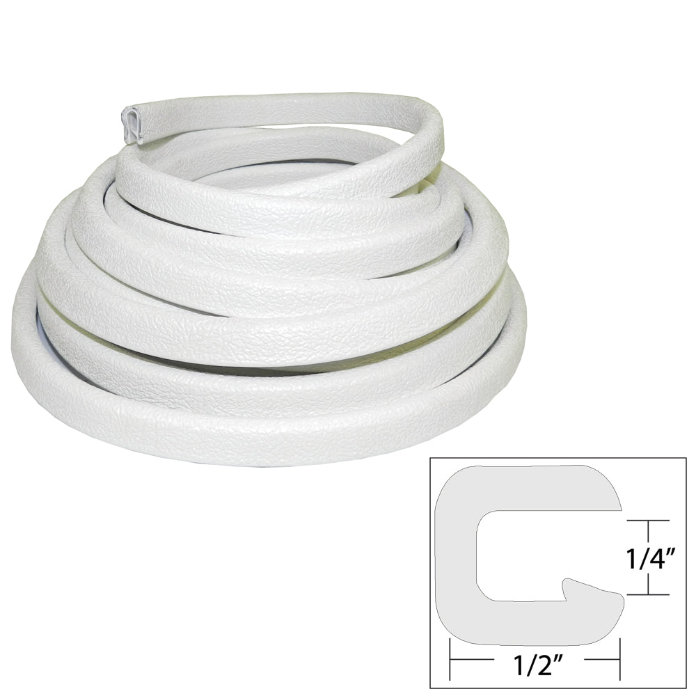 TACO Flexible Vinyl Trim - 1/4" Opening x 1/2"W x 25'L - White OutdoorUp