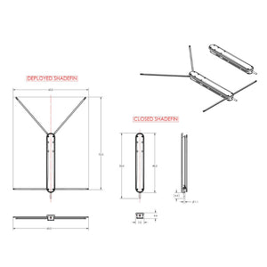 TACO ShadeFin w/White Fabric, Bag  Fixed Rod Holder Mount Kit OutdoorUp