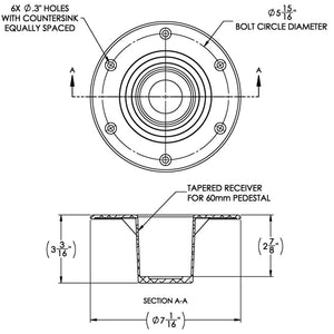 TACO Table Support - Flush Mount - Fits 2-3/8" Pedestals OutdoorUp