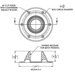 TACO Table Support - Surface Mount - Fits 2-3/8" Pedestals OutdoorUp