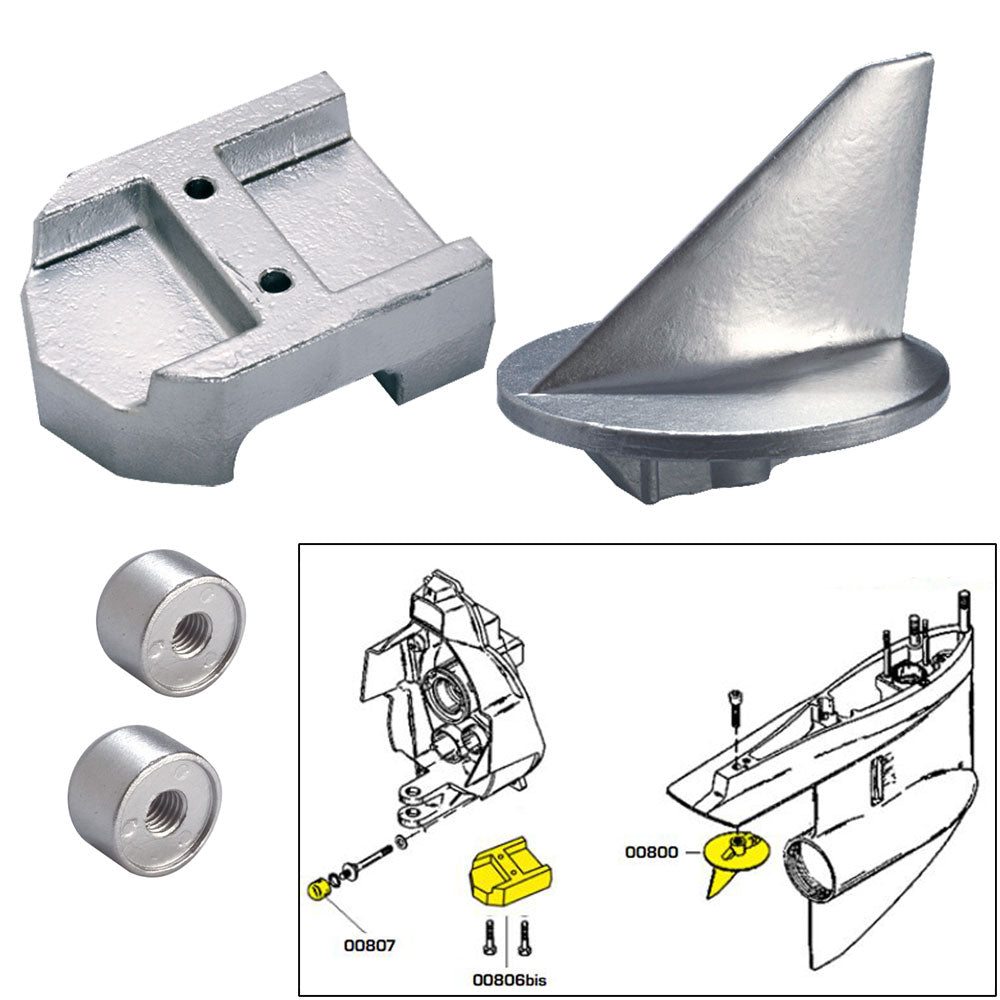 Tecnoseal Anode Kit w/Hardware - Mercury Alpha 1 Gen 1 - Aluminum OutdoorUp