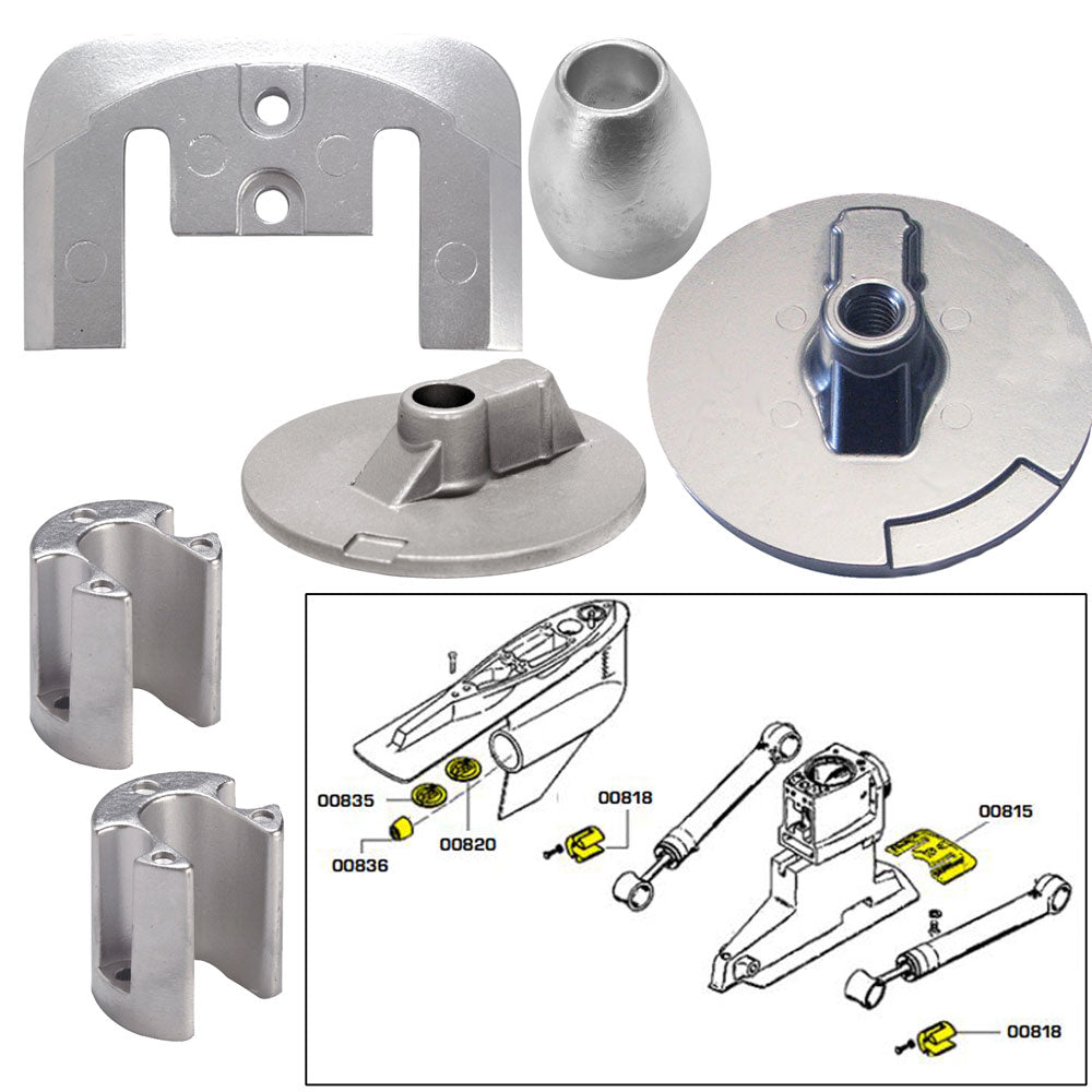 Tecnoseal Anode Kit w/Hardware - Mercury Bravo 3 2004-Present - Aluminum OutdoorUp