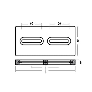 Tecnoseal Rectangular Zinc Plate Anode w/Inserts - 12" x 6" x 1" OutdoorUp