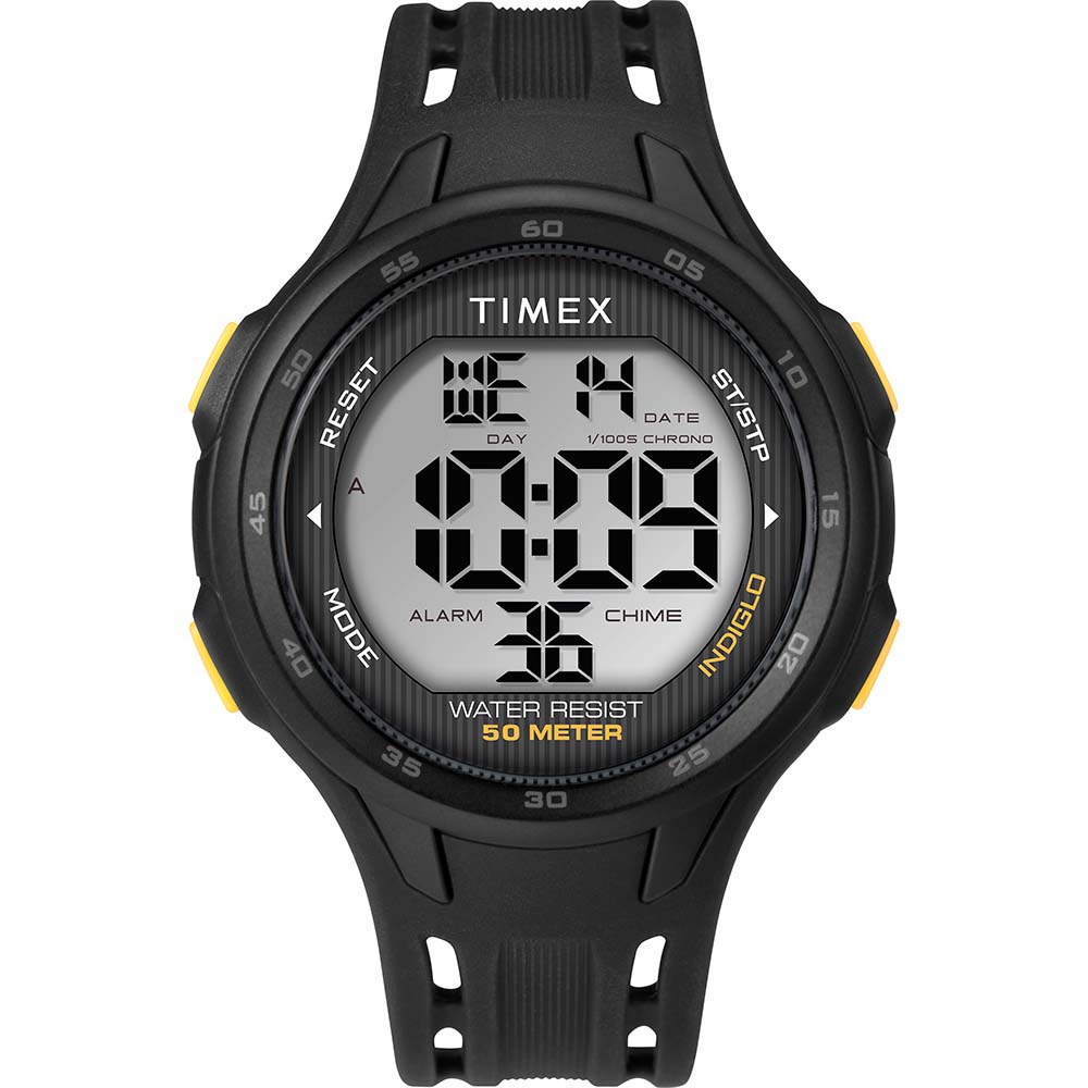 Timex DGTL 45mm Mens Watch - Black/Yellow Case - Black Strap OutdoorUp