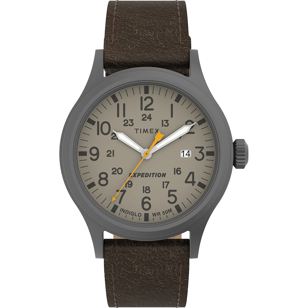 Timex Expedition Scout - Khaki Dial - Brown Leather Strap OutdoorUp