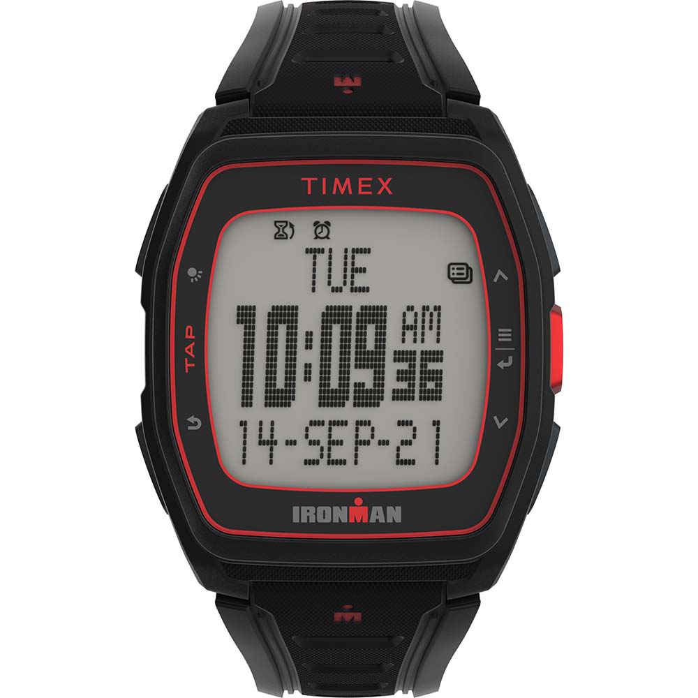 Timex IRONMAN T300 Silicone Strap Watch - Black/Red OutdoorUp