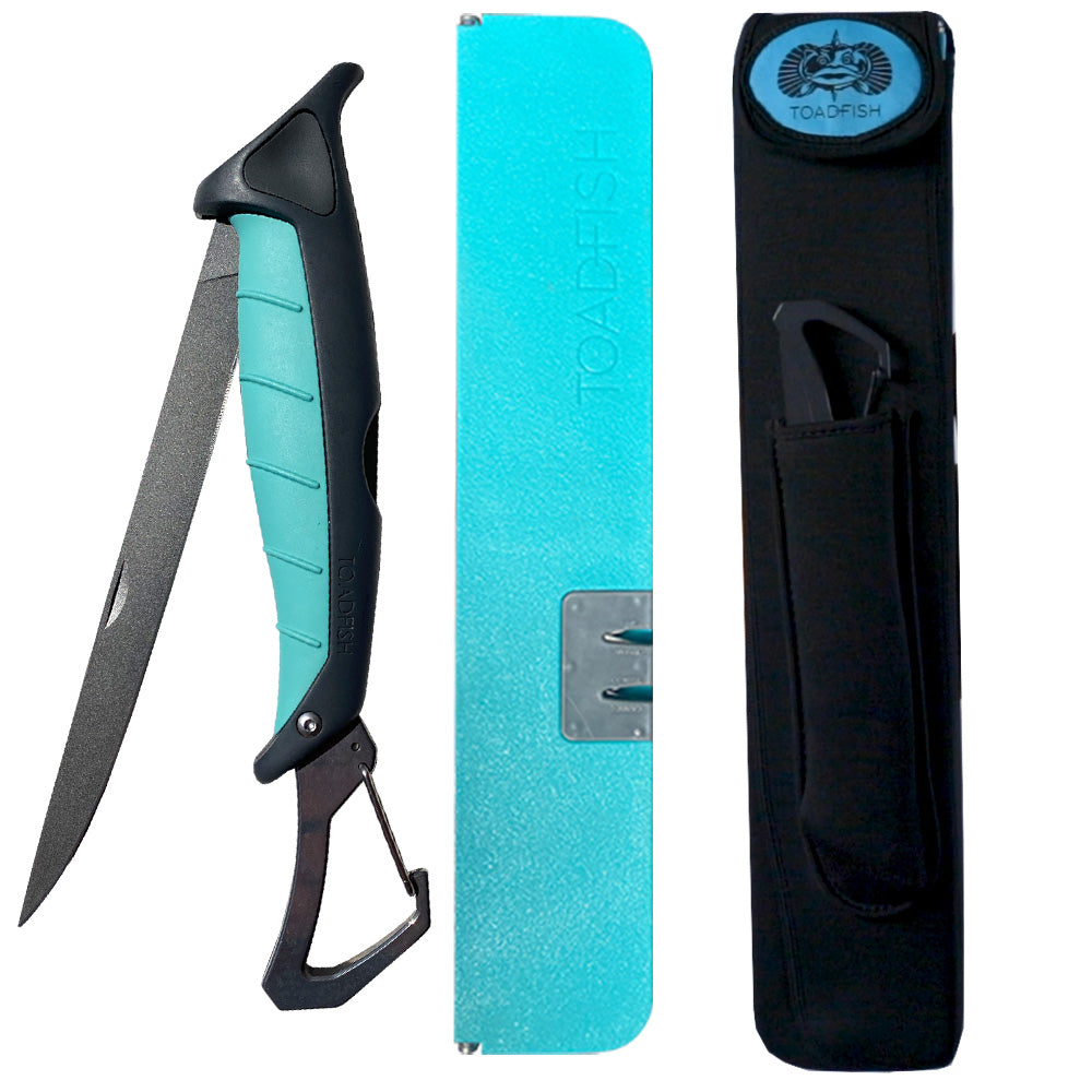 Toadfish Stowaway 7" Fillet Knife w/Folding Cutting Board  Neoprene Case OutdoorUp