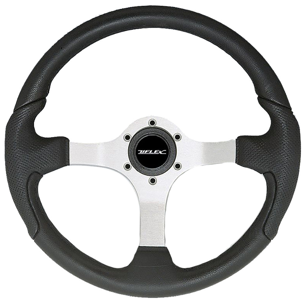 Uflex Nisida Steering Wheel 13.8" - Black Polyurethane Grip w/Black Aluminum Spokes OutdoorUp