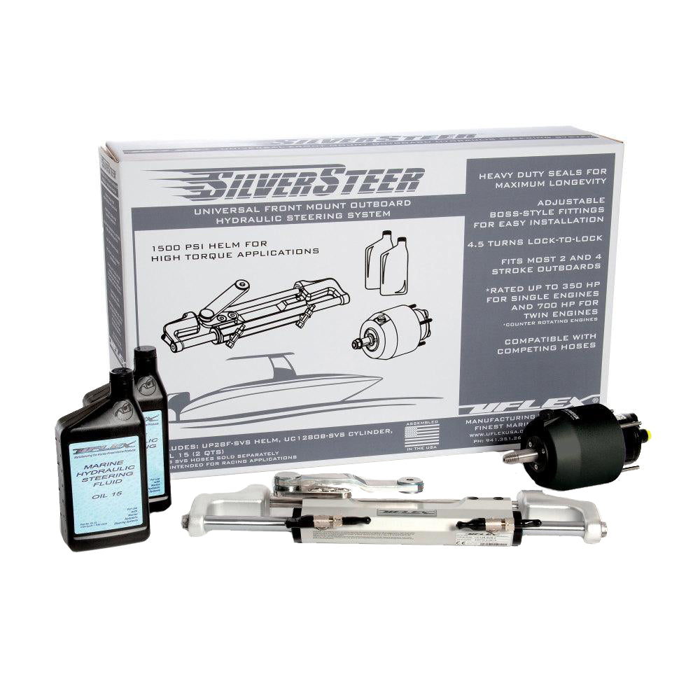 Uflex SilverSteer Universal Front Mount Outboard Hydraulic Steering System w/ UC128-SVS-1 Cylinder OutdoorUp