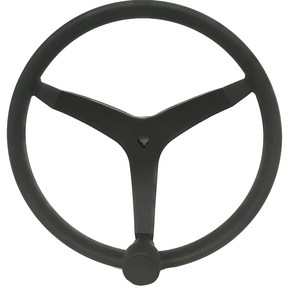 Uflex - V46 - 13.5" Stainless Steel Steering Wheel w/Speed Knob - Black OutdoorUp