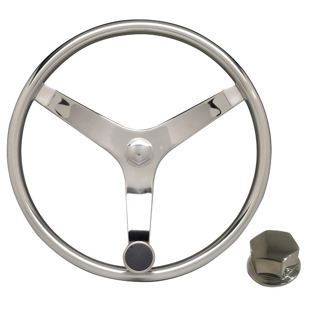 Uflex - V46 - 13.5" Stainless Steel Steering Wheel w/Speed Knob  Chrome Nut OutdoorUp