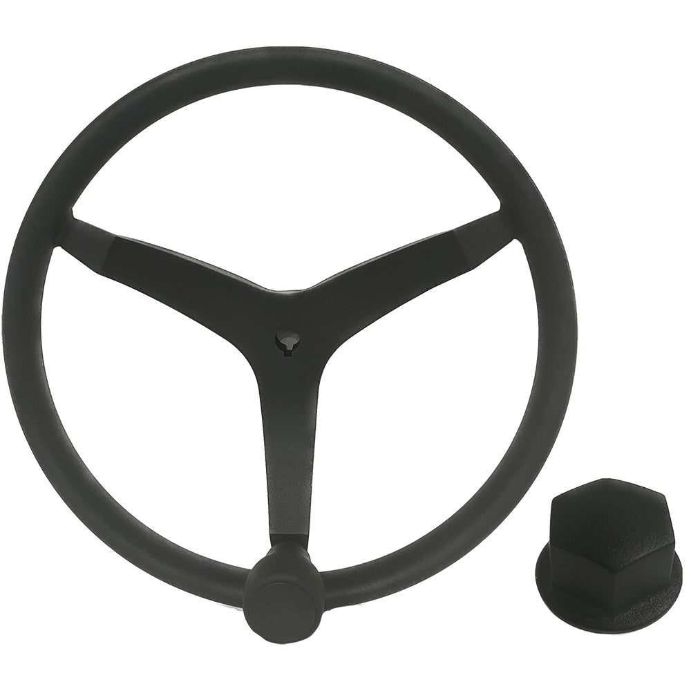 Uflex - V46 - 13.5" Stainless Steel Steering Wheel w/Speed Knob  Chrome Nut - Black OutdoorUp