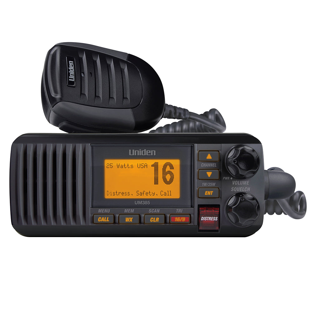 Uniden UM385 Fixed Mount VHF Radio - Black OutdoorUp