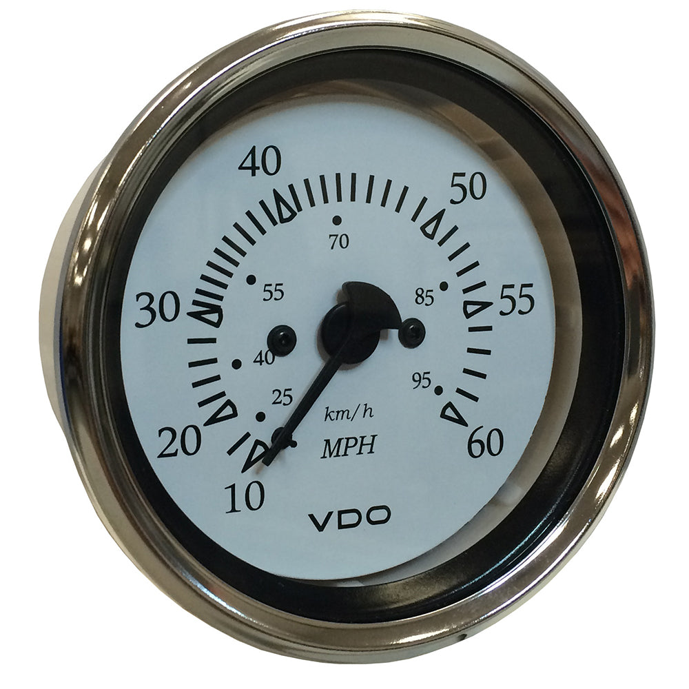 VDO Cockpit Marine 85MM (3-3/8") Pitot Speedometer - 0 to 60 MPH - White Dial/Chrome Bezel OutdoorUp