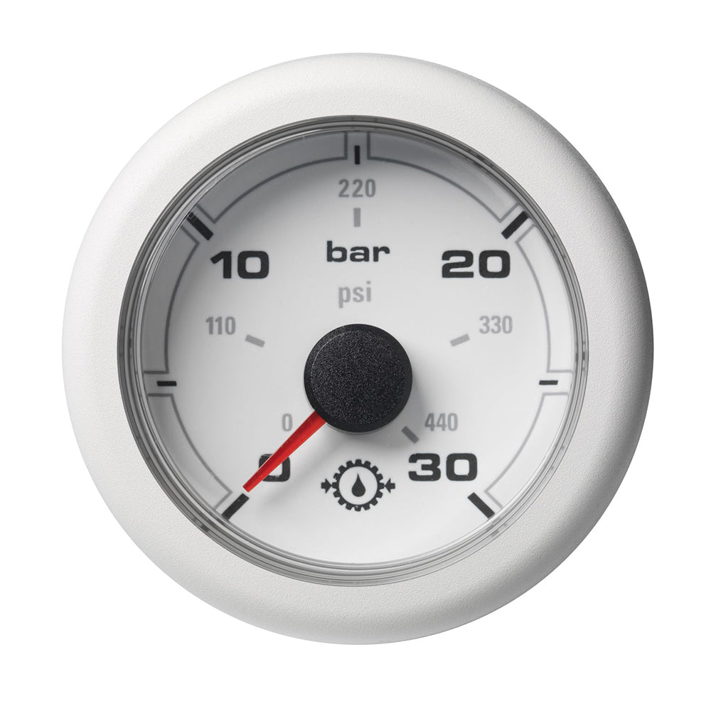 Veratron 52MM (2-1/16") OceanLink Transmission Oil Pressure Gauge - 30 Bar/440 PSI - White Dial  Bezel OutdoorUp