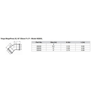 Viega MegaPress 2-1/2" 45 Carbon Steel Elbow w/FKM - Double Press Connection - Smart Connect Technology OutdoorUp