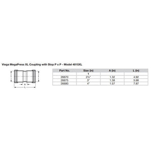 Viega MegaPress 2-1/2" Carbon Steel Coupling w/Stop w/FMK Double Press Connection - Smart Connect Technology OutdoorUp