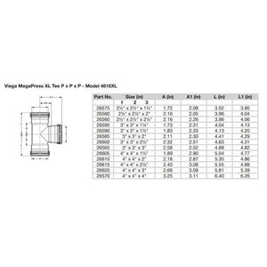 Viega MegaPress 2-1/2" Carbon Steel Tee w/FKM - Triple Press Connection - Smart Connect Technology OutdoorUp