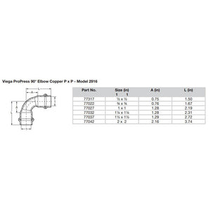 Viega ProPress 1-1/2" - 90 Copper Elbow - Double Press Connection - Smart Connect Technology OutdoorUp