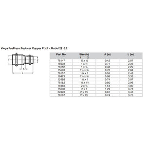 Viega ProPress 1-1/2" x 1" Copper Reducer - Double Press Connection - Smart Connect Technology OutdoorUp