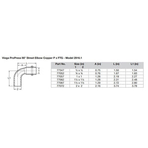 Viega ProPress 1-1/4" - 90 Copper Elbow - Street/Press Connection - Smart Connect Technology OutdoorUp