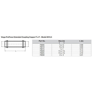 Viega ProPress 1-1/4" Extended Coupling w/o Stop - Double Press Connection - Smart Connect Technology OutdoorUp