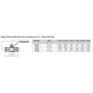 Viega ProPress 1/2" Zero Lead Bronze Ball Valve w/Stainless Stem - Double Press Connection - Smart Connect Technology OutdoorUp