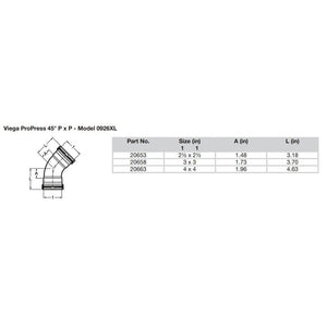 Viega ProPress 2-1/2" - 45 Copper Elbow - Double Press Connection - Smart Connect Technology OutdoorUp