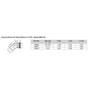 Viega ProPress - 2-1/2" - 45 Copper Elbow - Street/Press Connection - Smart Connect Technology OutdoorUp