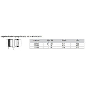 Viega ProPress 2-1/2" Copper Coupling w/Stop Double Press Connection - Smart Connect Technology OutdoorUp