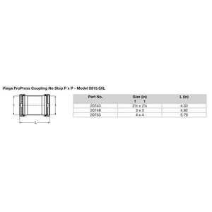 Viega ProPress 2-1/2" Copper Coupling w/o Stop - Double Press Connection - Smart Connect Technology OutdoorUp