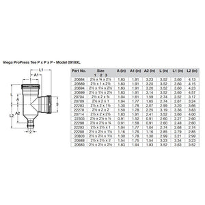 Viega ProPress 2-1/2" Copper Tee - Triple Press Connection - Smart Connect Technology OutdoorUp