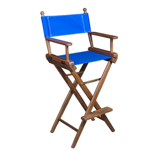 Whitecap Captains Chair w/Blue Seat Covers - Teak OutdoorUp