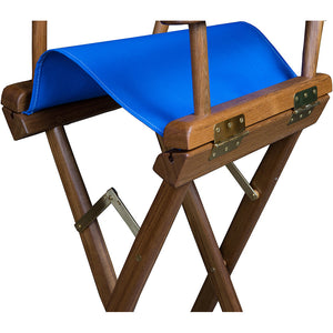 Whitecap Captains Chair w/Blue Seat Covers - Teak OutdoorUp