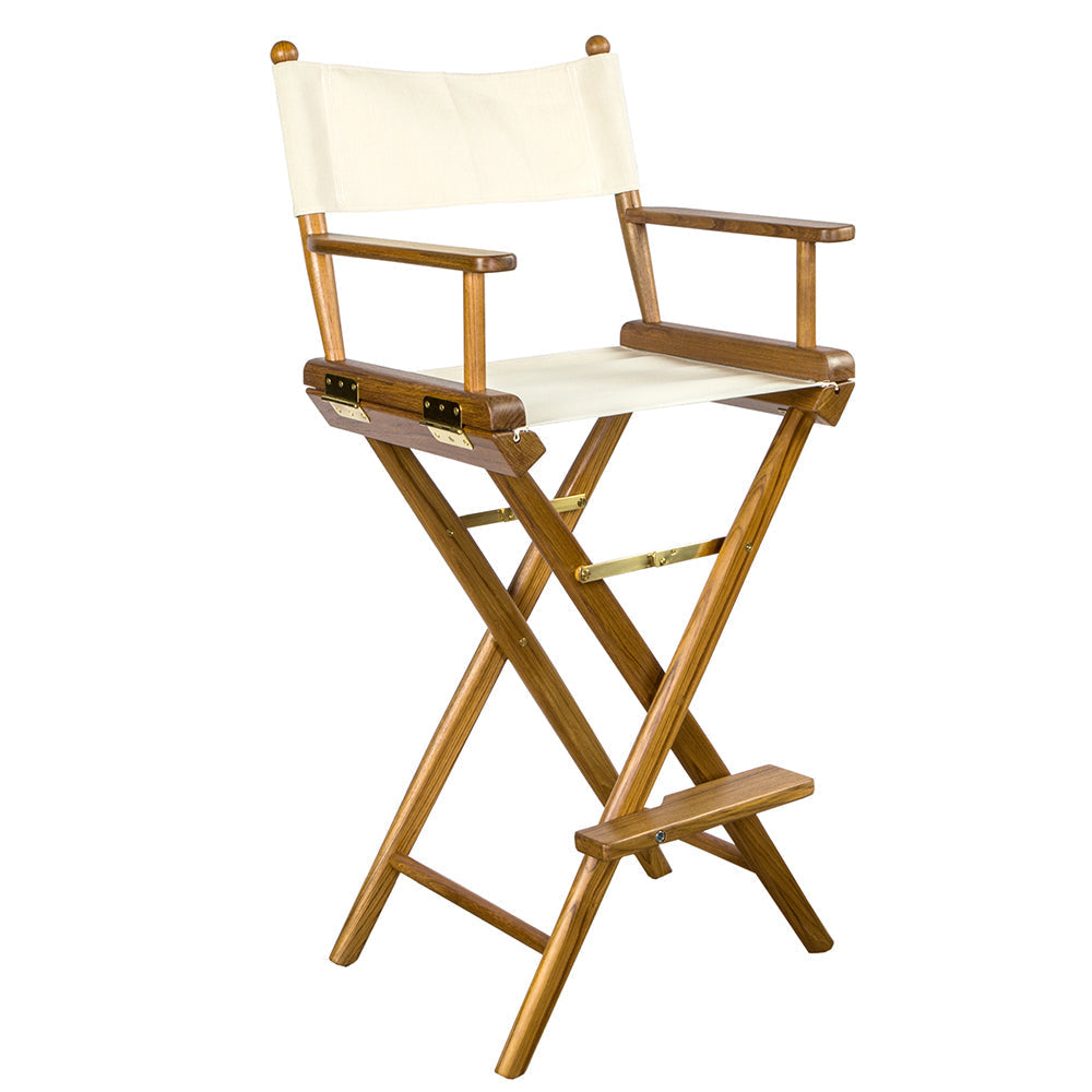 Whitecap Captains Chair w/Natural Seat Covers - Teak OutdoorUp