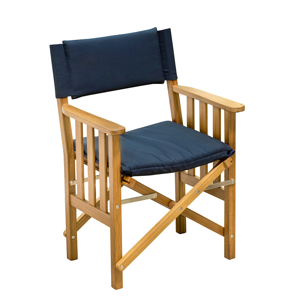 Whitecap Directors Chair II w/Navy Cushion - Teak OutdoorUp