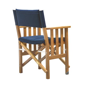 Whitecap Directors Chair II w/Navy Cushion - Teak OutdoorUp