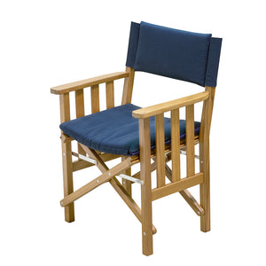 Whitecap Directors Chair II w/Navy Cushion - Teak OutdoorUp