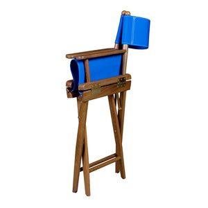 Whitecap Directors Chair w/Blue Seat Covers - Teak OutdoorUp