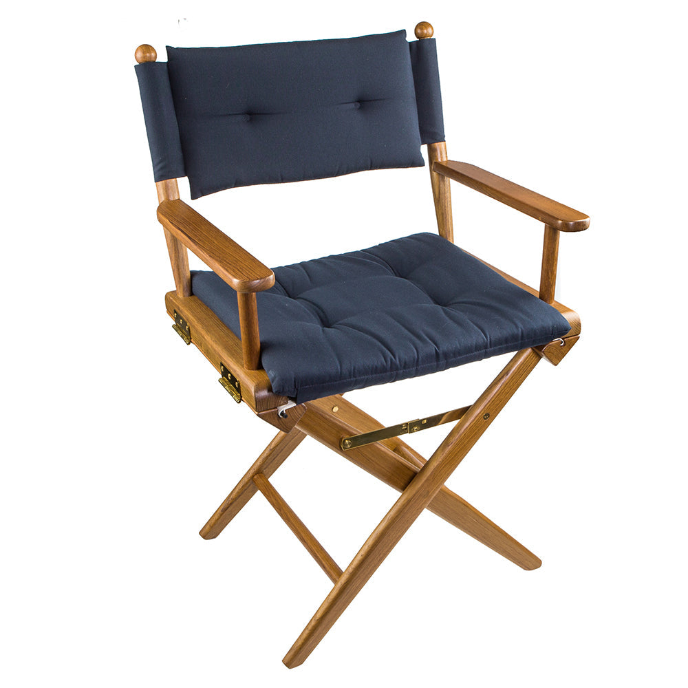Whitecap Directors Chair w/Navy Cushion - Teak OutdoorUp